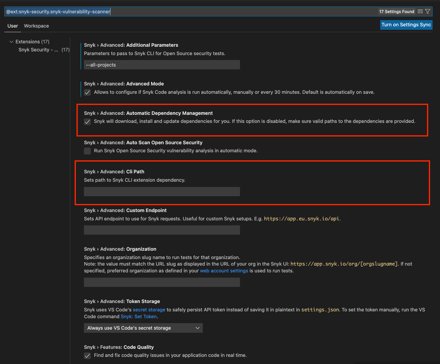 Visual Studio Code extension configuration - Snyk User Docs