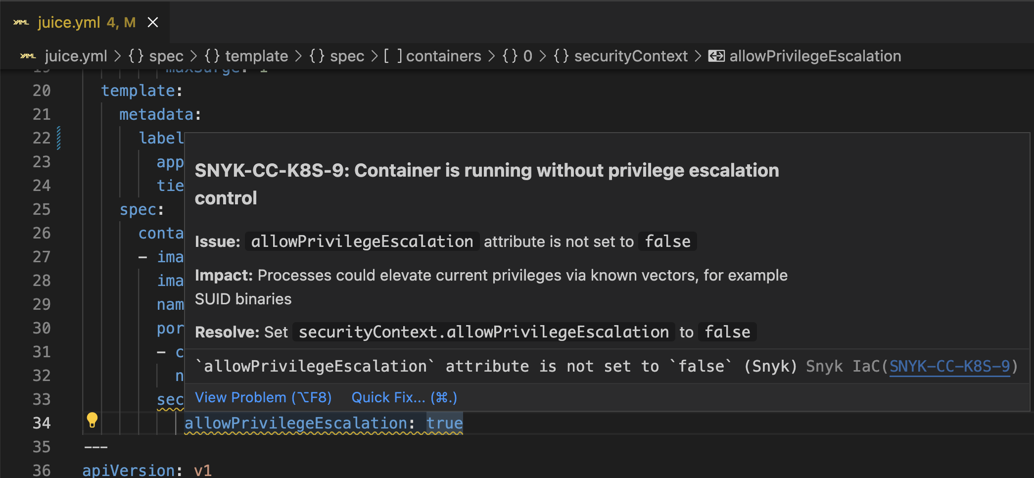 Issues visible within the editor